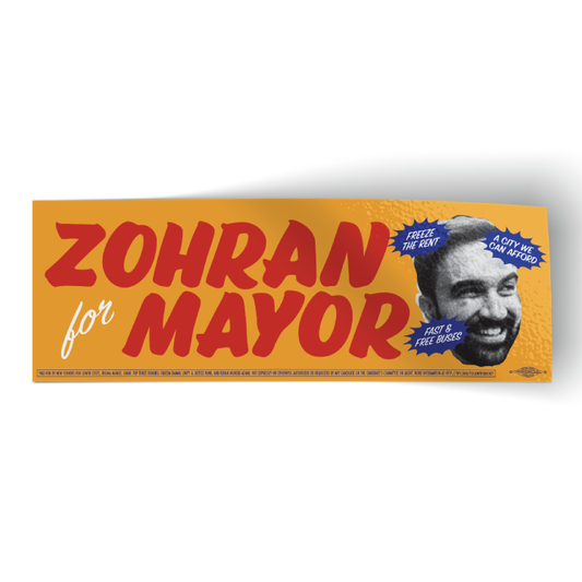Zohran For Mayor - Photo (10.5" x 3.75" Vinyl Bumper Sticker)