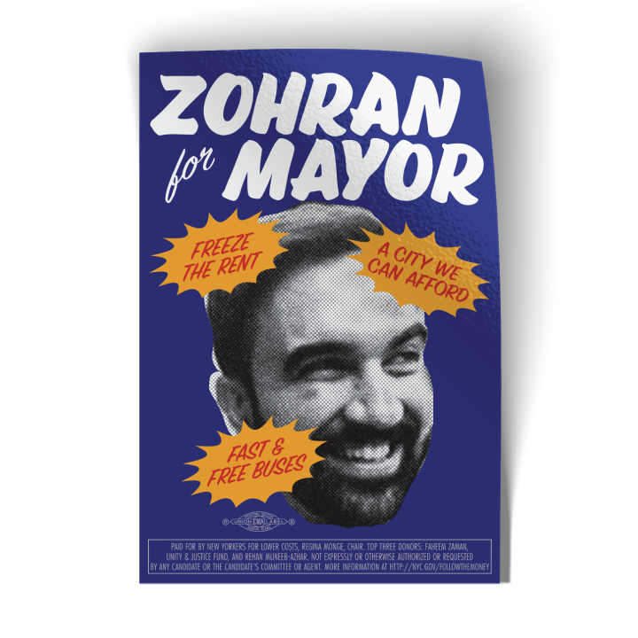 Zohran For Mayor - Photo (3" x 4.5" Vinyl Sticker -- Combo Pack!)