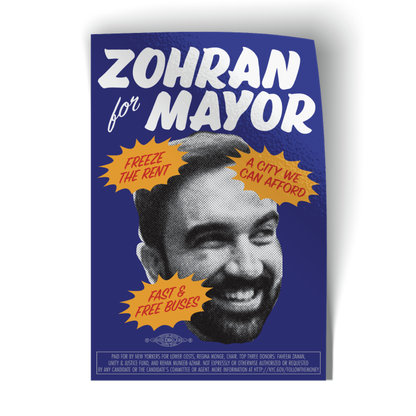 Zohran For Mayor - Photo (3" x 4.5" Vinyl Sticker -- Combo Pack!)
